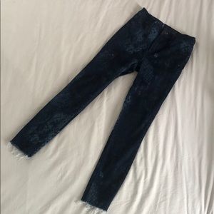 High Waisted Super Skinny Snake Print Blue Jeans